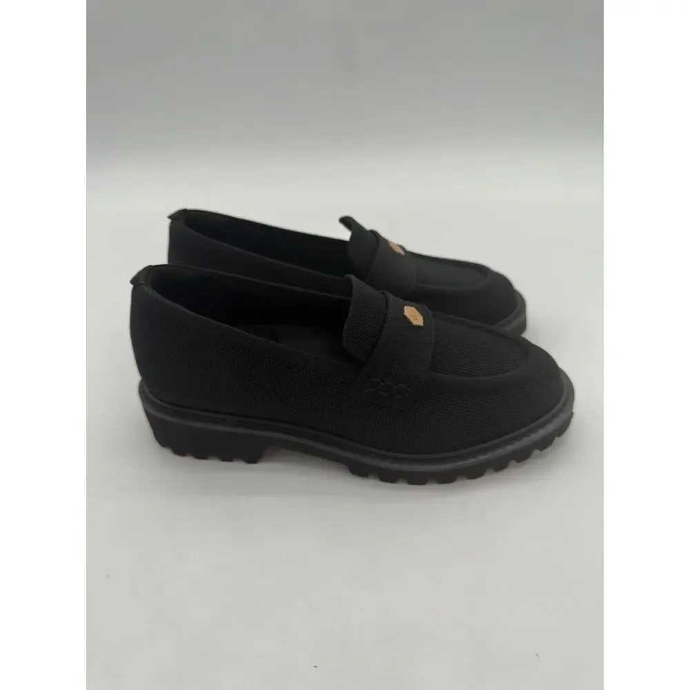 Vivaia Francesca Platform Chunky Heel Penny Minimalist Preppy Black Loafer 6.5